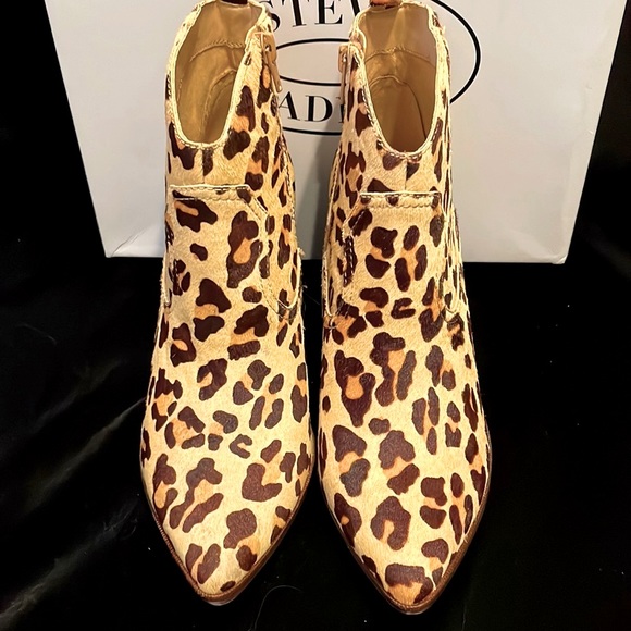 STEVE MADDEN LEOPARD PRINT REAL FUR ANKLE BOOTS - 8 1/2 - NEW IN BOX ! - Picture 6 of 14